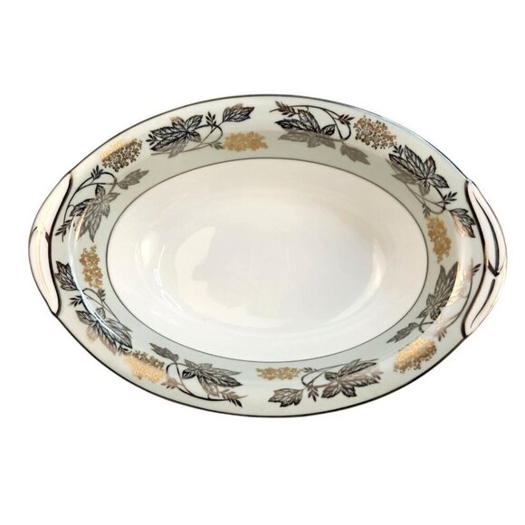 Noritake China 5487 Oval Dish With Floral Leaf Design Made In Japan Porcelain - Picture 8 of 9